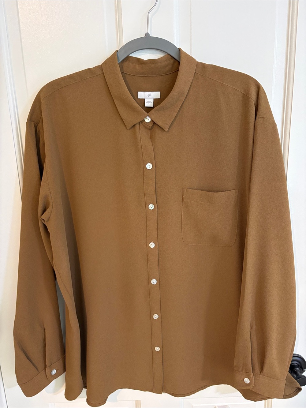 J. Jill Size L  Button-Down Shirt in Camel Brown